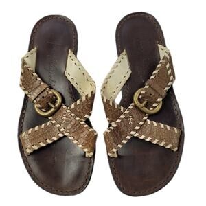 Henry Beguelin Brown Leather Slides size 35